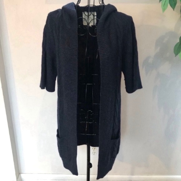 Kenji Angora Blend Short Sleeve Open Cardigan Sz S - Picture 8 of 9